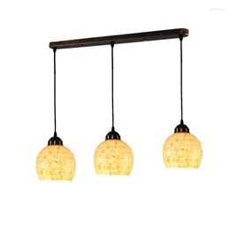 Pendant Lamps 3 Heads European Mosaic Lampshade Chandelier Lighting Creative Stained Shell Bar Cafe Restaurant Suspension Light Fixtures