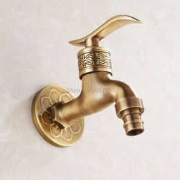 Bathroom Sink Faucets Short Type Antique Brass Plated Washing Machine Mop Faucet Bibcocks Tap Wall Outdoor Garden Bibcok Torneira GI118