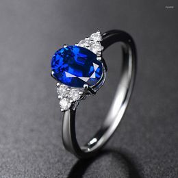 Wedding Rings Fashion Luxury Blue Green Red Purple Crystal Engagement Ring Open Adjustable Bridal For Women Jewelry Gift