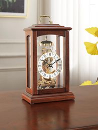 Table Clocks European-Style Mechanical Clock Home Vintage Ornament Decoration Living Room Antique Copper Movement Desk Chinese Swing