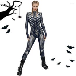 Women's Two Piece Pants Skeleton Bodysuit Halloween Onesie Printing Cosplay 3D Form Fitting Costume Print