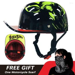 Motorcycle Helmets BULLBIKER Open Face Half Helmet Vintage Retro Men Women Baseball Cap For Riding Crash Scooter Cruiser Chopper