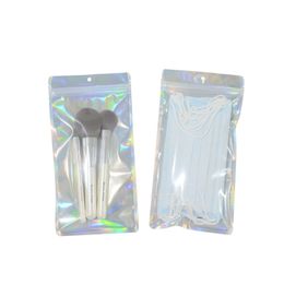 Smell Proof Bags Clothing Jewelery Cosmetics with hole resealable Foil Pouch Bag Flat laser color Packing for Party Favor Food Storage Holographic Colors