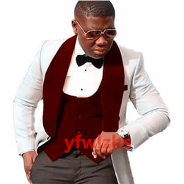 Customise tuxedo One Button Handsome Shawl Lapel Groom Tuxedos Men Suits Wedding/Prom/Dinner Man Blazer Jacket Pants Tie Vest W1180