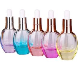 30ML Gradient Colour Glass Essential Oil Dropper Bottles Reagent Refillable Bottle Empty Perfume Sample Tubes SN725