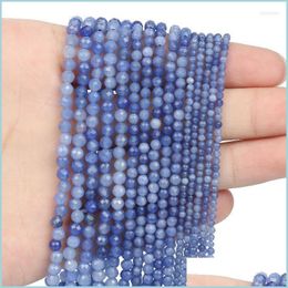 Other Other Natural Stone Blue Aventurine Beads 2 3 4Mm Faceted Loose Tiny Bead For Diy Jewelry Making Bracelet Necklace 15 Inch Who Dhens