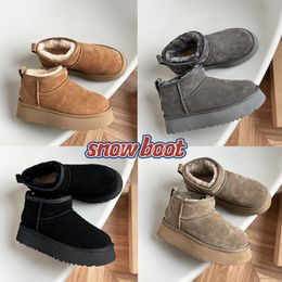 Winter Australien Schneestiefel 2023 Klassische Ultra Mini Tazz Wildleder Plateaustiefel Damenschuhe Schaffell Shearling Kastanie Schwarz Hausschuhe Winter