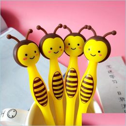 Gel Pens 50Pcs Cartoon Little Bee Gel Pen Creative Cute Stationery Student Black Childrens Gifts Y200709 Drop Delivery 2022 Office S Dhnxq