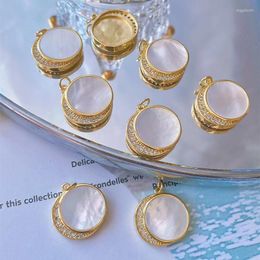 Pendant Necklaces Round Opal Moon Micro Inlay Necklace Gold Plated Fashion Fine Female Gift Couple Choker Chain For Women Jewellery