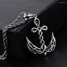 Pendant Necklaces Thread Engraved Cross Anchor Necklace Men's Hip Hop Trend Cycling Party Jewellery Gifts