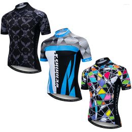 Racing Jackets KEYIYUAN 2022 Professional Men's Cycling Jersey Short Sleeve Shirt Reflective Zipper With Pocket Camisas Ciclista