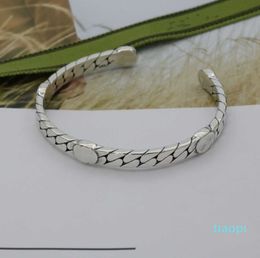 2022 New Fashion High Quality Striped Letter Bracelet Simple Unisex Universal Silver Plated Retro Bracelet Supply top quality