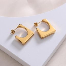 Hoop Earrings High End 18k Gold Plated Huggie Stainless Steel Geometric Square Stud Earring Jewellery Wholesale