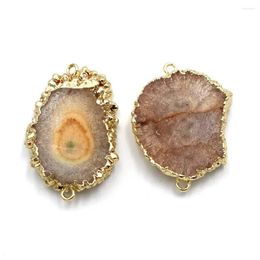 Pendant Necklaces 5pcs Irregular Natural Druzy Agate Cluster Sunburst Stone Connectors Gold Plated For DIY Women Men Bracelet Necklace