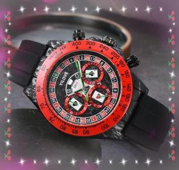 Famous Classic Full Functional Stopwatch Watch 43mm Rubber Strap Clock Calendar Quartz Imported Movement Marble Flowers Case Chain Wristwatch reloj de lujo