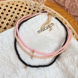 Choker Bohemia Women Simulated Pearl Jewellery Necklace Colourful Beads Collar Bijoux Femme Small Beaded Chunky Colar