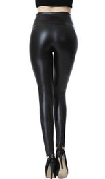 Women's Leggings Everbellus Female High Waisted Leather Leggings Woman Fitness Elastic Sexy Black Bright Faux Leggings Femme Push Up Pants T221020