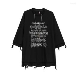 Women's T Shirts Gothic Punk Graphic T-shirt Men Women Hole Mall Goth Harajuku Summer Top Dark Aesthetic Fairy Grunge Loose Plus Size