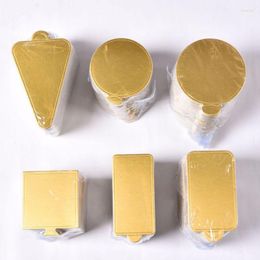 Festive Supplies 100 Pieces/set Of Gold Mousse Bottom Foam Cake Plate Cardboard Multi-shape Dessert Tray Christmas Decoration Tool #