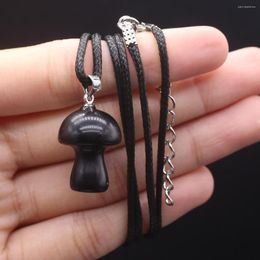 Pendant Necklaces 1 PCS Mushroom Shaped Strap Chain Natural Stone Crystal Agate Healing Gemstone Jewelry Necklace Gift 16x24mm