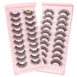 10 Pairs Russian Strip Eyelashes Extensions Supply Fluffy Volume False Eye Lashes 7D DD Curl Dramatic Messy