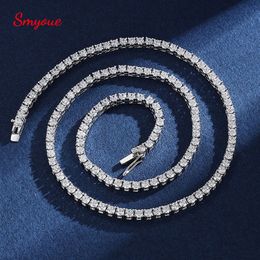 Strands Strings Smyoue 100% S925 Sterling Silver 4mm Tennis Chain Necklace Sparkling Lab Diamond Fine Jewelry Certificated 221020