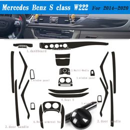 For Mercedes S Class W222 2014-2020 Interior Central Control Panel Door Handle Carbon Fibre Stickers Decals Car styling Accessor2354