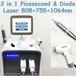 2 in 1 Laser Machine 808 755 1064nm Doide Laser Hair Removal Picosecond Tattoo Freckle Treatment Skin Rejuvenation