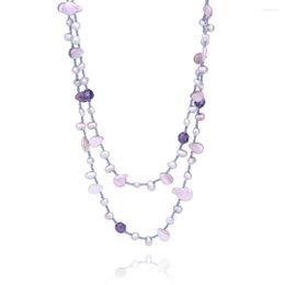 Chains Charm Real Freshwater Pearl And Shell Necklaces Long Jewellery For Women