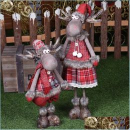 Christmas Decorations Retractable Christmas Dolls Santa Claus Snowman Reindeer Toys Xmas Figurines Gift For Kid Navidad Tree Ornamen Dhb2I