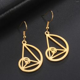 Dangle Earrings LIKGREAT Stainless Steel Screw Triangle Fibonacci Golden Ratio Drop For Women Sacred Geometry Math Gift