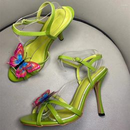 Sandals 2022 Summer Women's Brand High Quality Butterfly Heeled Chic Women Heels Dress Shoes EU35-42 Size BY811