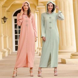 Ethnic Clothing Muslim Dress Hand-sewn Rhinestones Hooded Morocco Middle East National Women's Robes Dubai Abaya Turkey Fashion
