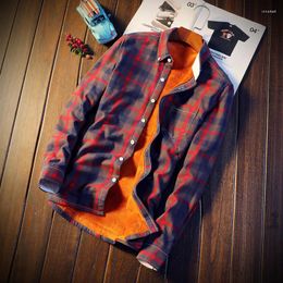 Men's Casual Shirts Shirt Men Winter Clothes Thick Warm Mens Cashmere Long-sleeved Simple Streetwear Plus Size 5xl
