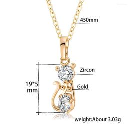 Pendant Necklaces Cat Kitten Cute Necklace Pendants For Womens Stainless Steel Rose Gold Color Chain Cubic Zirconia Jewelry2861