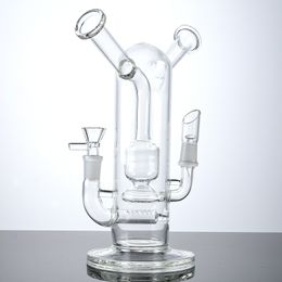 Double Bongs Clear Hookahs Sidecar Neck Splashguard Smoking Accessories Dab Rig Inline Perc Percolator Both Herbs And Concentrates With Dome Bowl Glass Nail WP2285