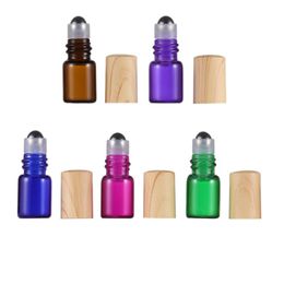 600pcs/lot 1ml Empty Glass Bottle with plastic wooden lines Lid Roll on Bottle Perfume Roller Bottles Essential Oil Packaging