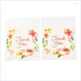 Jewelry Pouches Bags Jewelry Pouches Bags 100Pcs/Bag Plastic Self Sealing Thank You Selfadhesive For Cookie Baking Candy Wedding Pa Dhfd6