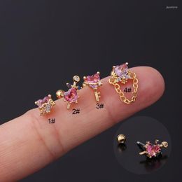 Stud Earrings 1PC 20G Stainless Steel Barbell Cartilage For Women Colorful Cz Heart Tragus Conch Rook Ear Piercing Jewelry