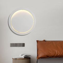 Wall Lamp Minimalist Round LED For Bedroom Bedside Modern Simple Living Room Corridor Aisle Background Decoration Light