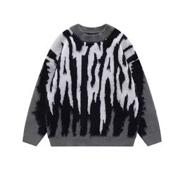 Осенний дизайнерский свитер для мужчин повседневный унисекс граффити -пуловер перемычка o шее буквы