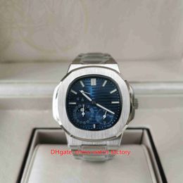 Art￭culos calientes reloj cl￡sico de 40.5 mm nautilus 5712/1a-001 dial azul reserva de energ￭a de reserva de zafiro relojes de vidrio mec￡nico transparente