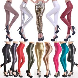 Women's Leggings Women's European And American High Waist Imitation Leather Leggings Sexy Women's Four-way Elastic Bronzing Leather Pants T221020