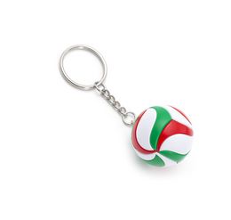 Fashion Leather Volleyball Keychain Mini PVC Volley ball keyring bag car keychain Key toy Holder Ring For Men Women