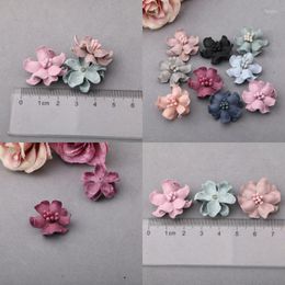 Decorative Flowers 20pcs/lot Mini Velvet Hair Flower With Stamen For Kids Accessories Fabric Headbands Diy