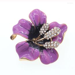 Brooches Gold Alloy Enamel Flower Brooch Pin Pink & Purple Fashion Jewelry