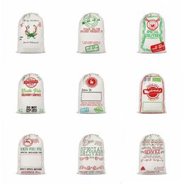 Christmas Gift Bags Santas Sacks Festive Party Decorations Xmas Kids Candy Bag Sackcloth Drawstring Bundle Totes Pocket Pouch RRB16555