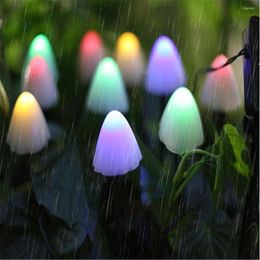 Струны мини -свет Солнечные грибные гирлянды Освещение струна световые сад декоративные водонепроницаемые IP65 Fairy