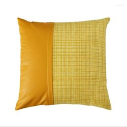 Pillow Simple Cover Sofa Bedroom Decoration Northern Europe Leather Covers Cotton Splicing Woven Pillowcases For Office
