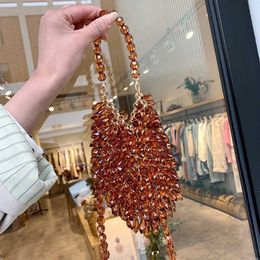 Clutch Bags Evening Transparent Beaded Small Purses Women's Wallet Shoulder Messenger Bag Handmade Female Fashion Party Handbag 221021